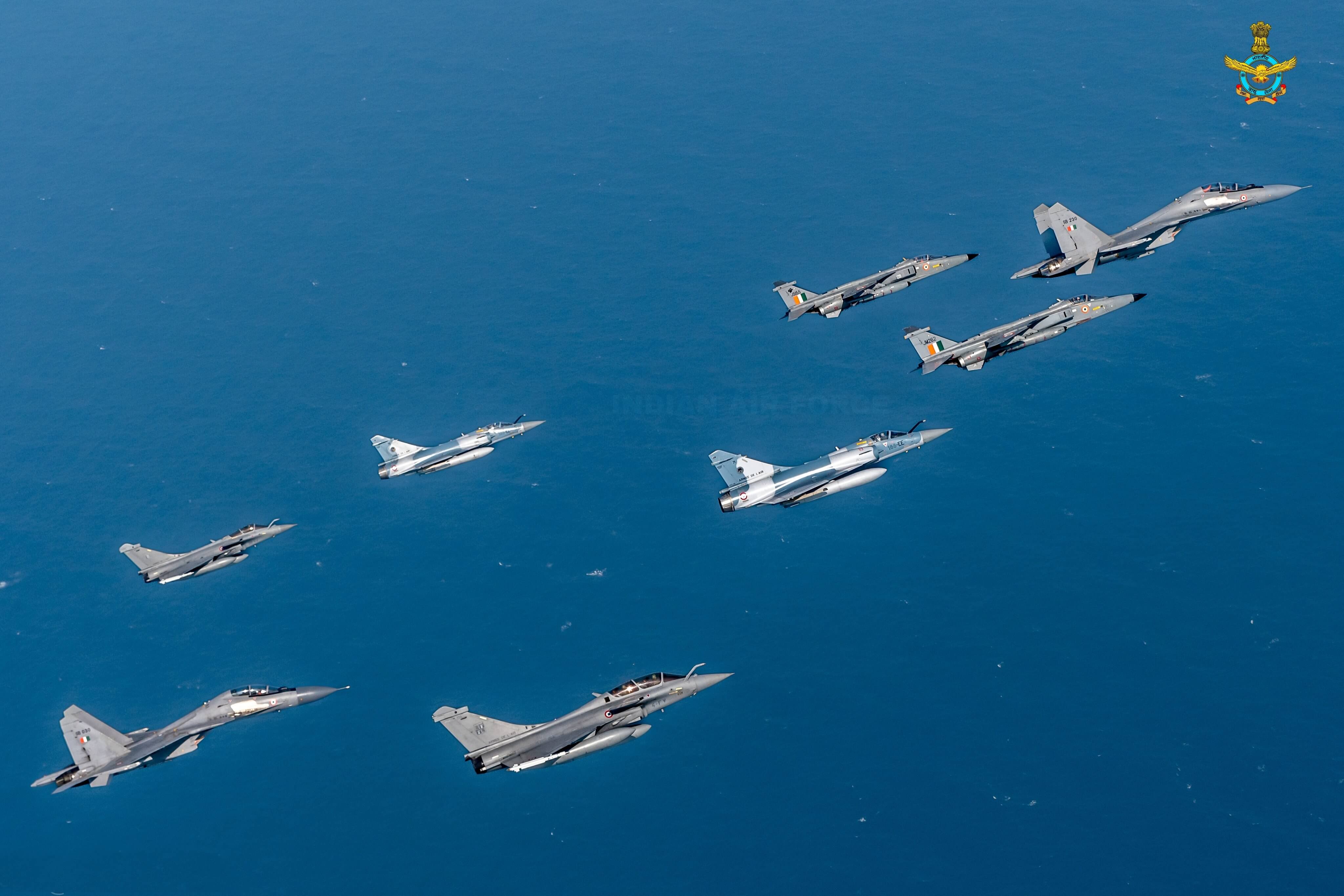 Indian Air Force aircraft in formation