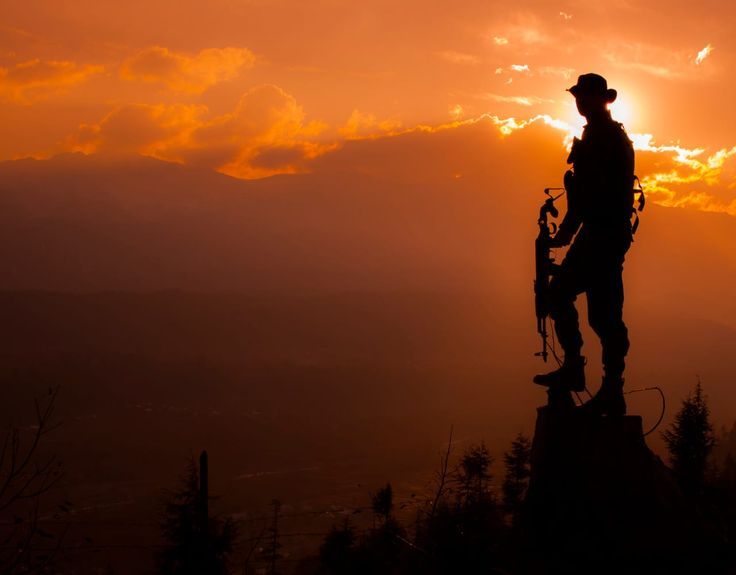 Soldier silhouette against sunset